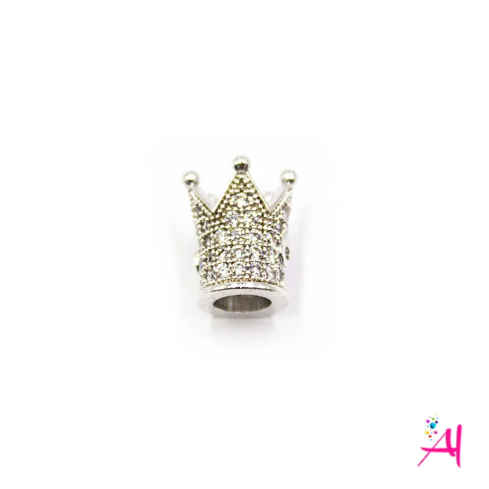 Dije Rodio – Micro Pave Corona Plateada Circón Blanco