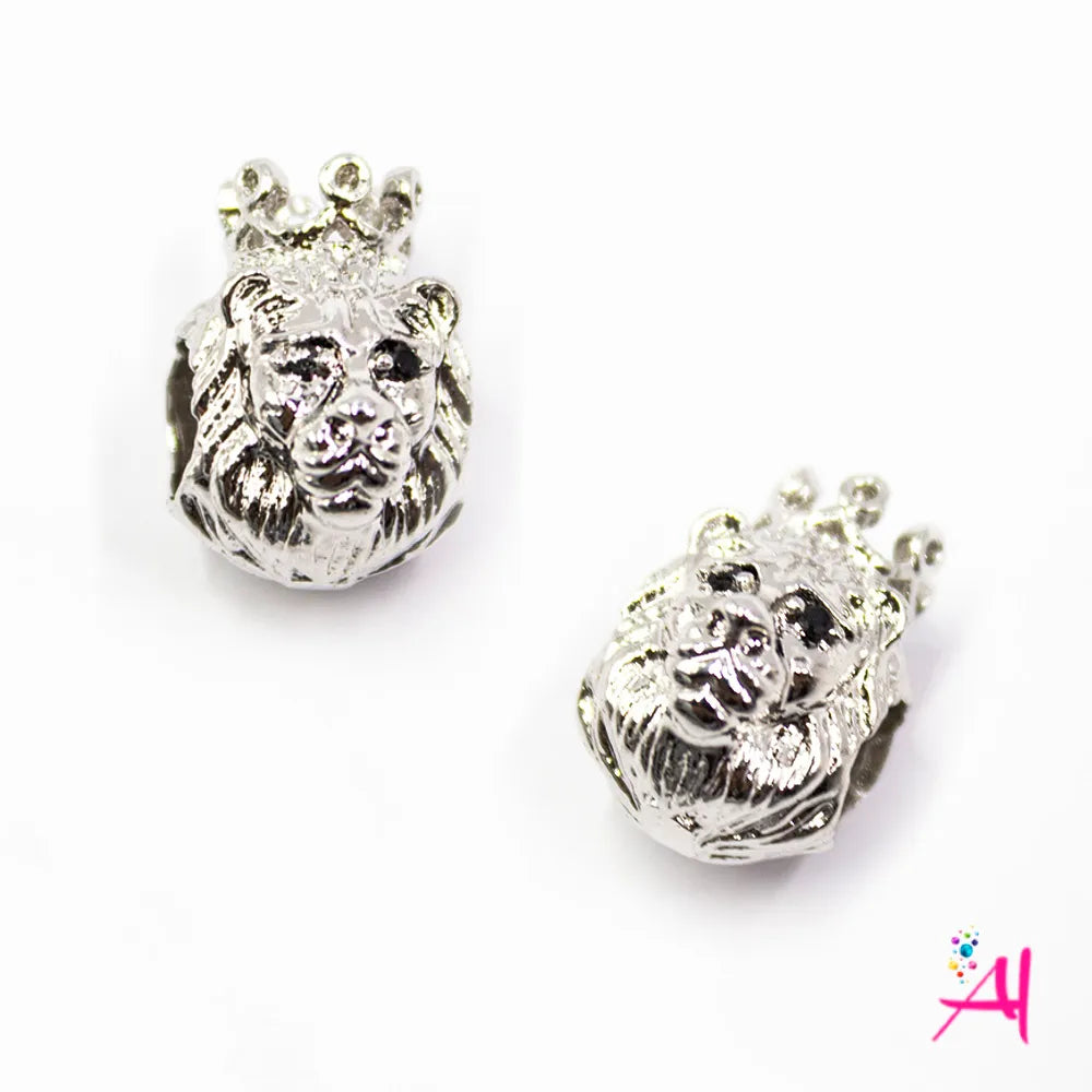 Dije Rodio – Micro Pave Leon Plateado Circón Blanco