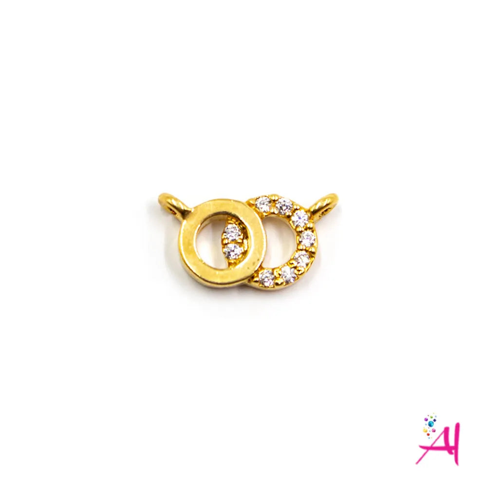 Dije Doble Argolla Rodio – Micro Pave Argollas Dorada Circón Blanco