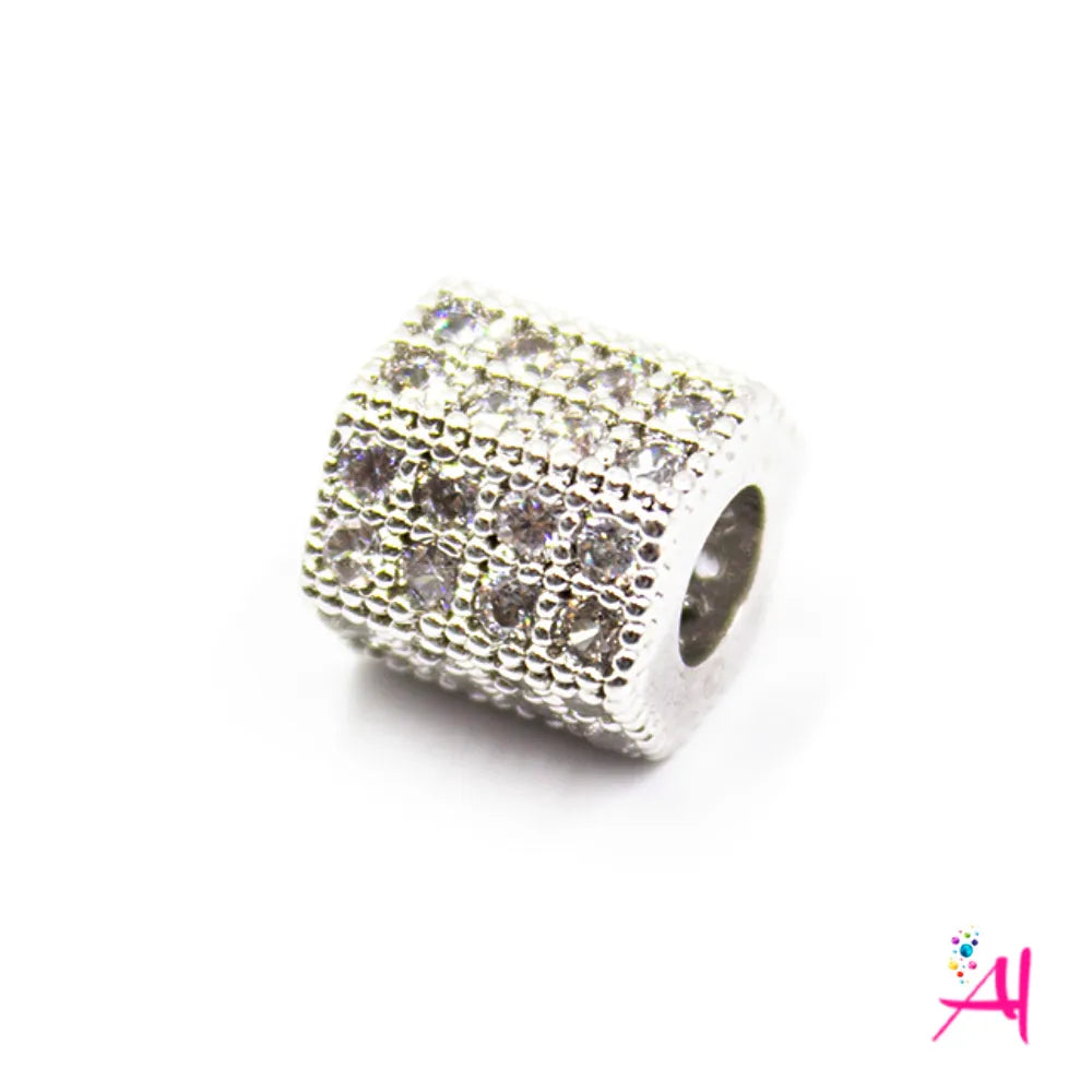 Dije Micro Pave/Rodio Hexagonal Plateado Circón Blanco