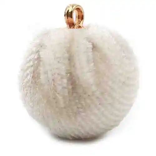 Pompón pendiente liso – Estampado Beige