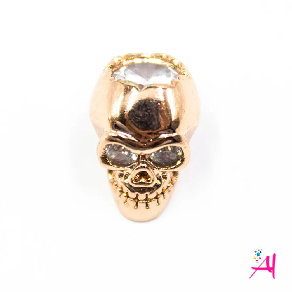 Dije Rodio – Micro Pave Calavera Oro Rosa Circón Blanco
