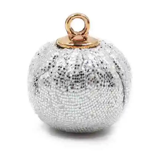 Pompón pendiente liso – Estampado Plateado