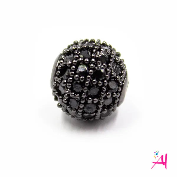 Dije Micro Pave/Rodio Bola Negra Circón Negro 6mm