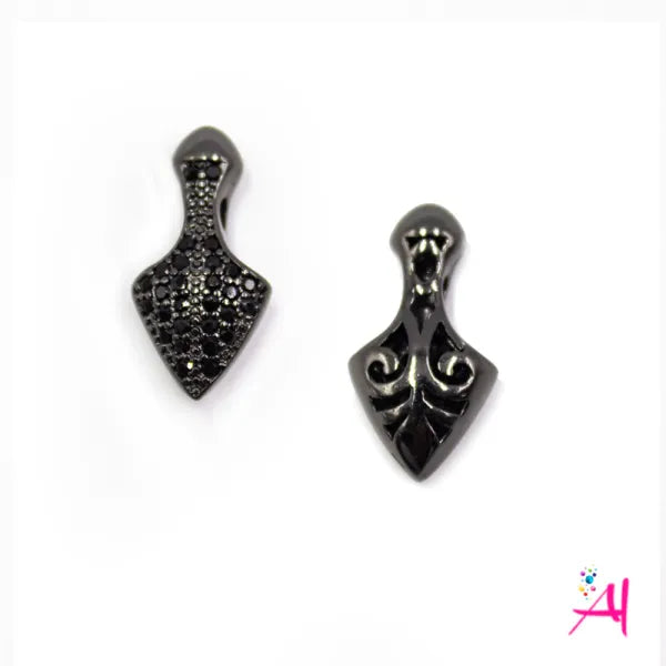 Dije Rodio Micro Pave Flecha Negra Circón Negro