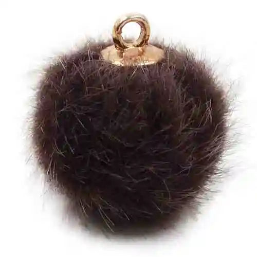 Pompón pendiente peluche – Gris oscuro