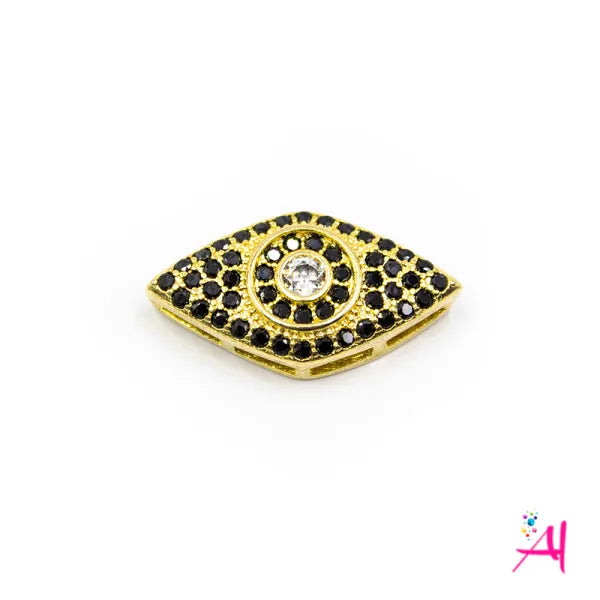Dije Rodio – Micro Pave Ojo Dorado Circón Negro