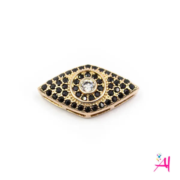 Dije Rodio – Micro Pave Ojo Oro Rosa Circón Negro