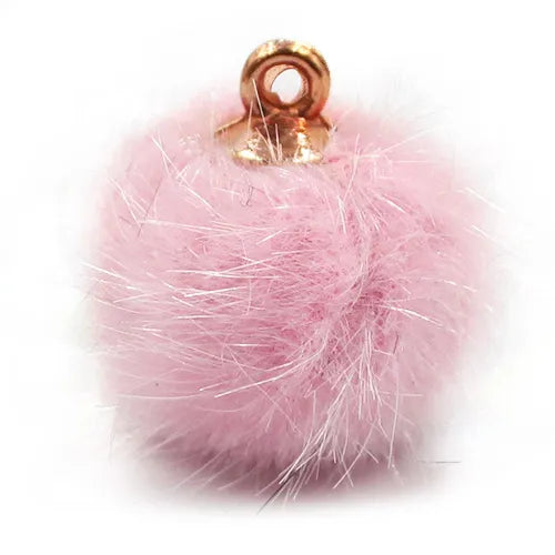 Pompón pendiente peluche – Rosa