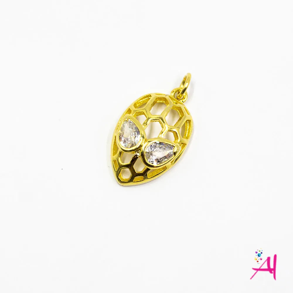 Dije Colgante Rodio – Micro Pave Alien Dorado Circón Blanco
