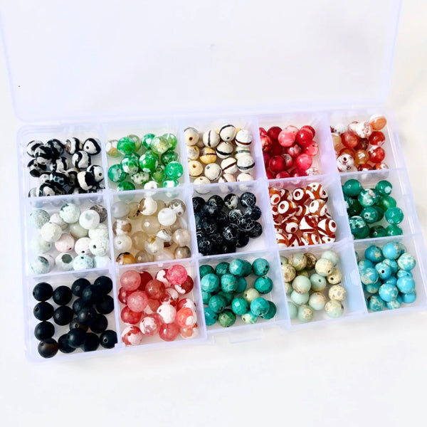 Kit piedra picada natural redonda 8mm